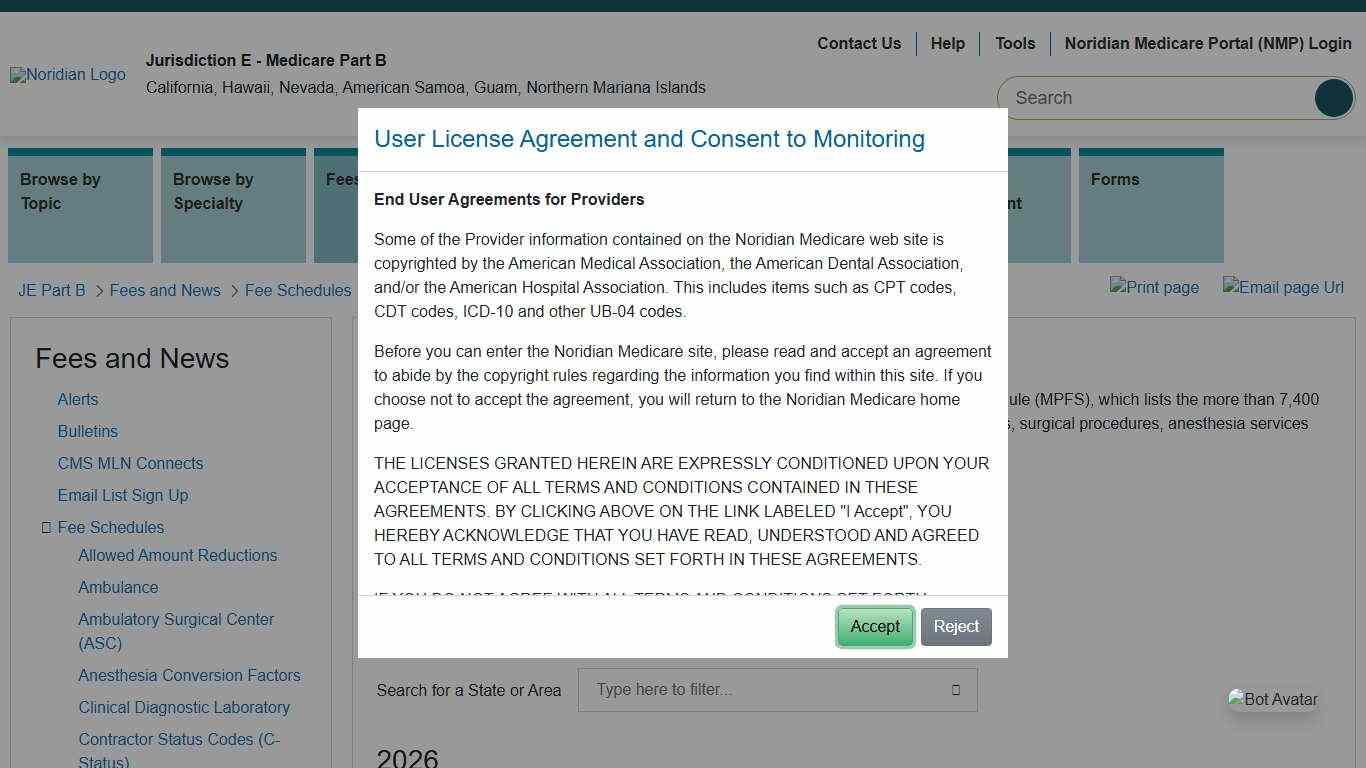 Medicare Physician Fee Schedules (MPFS) - JE Part B - Noridian